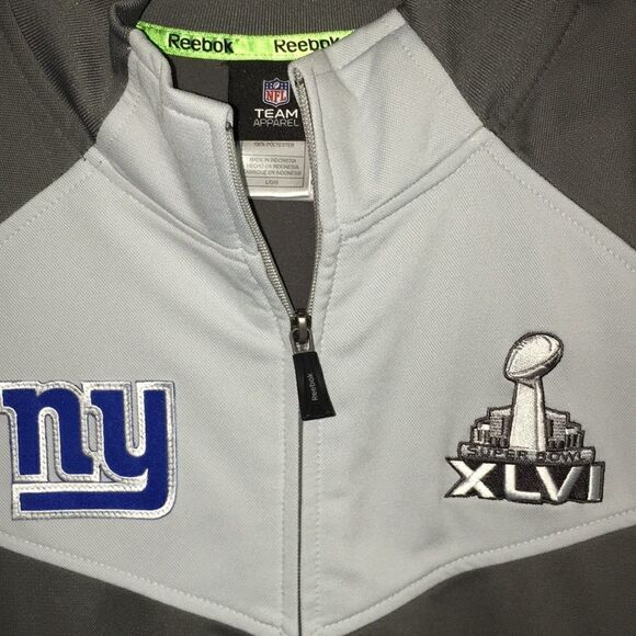 Reebok VTG New York Giants Super Bowl XLVI Warmup golf track style zipper jacket - Picture 2 of 4
